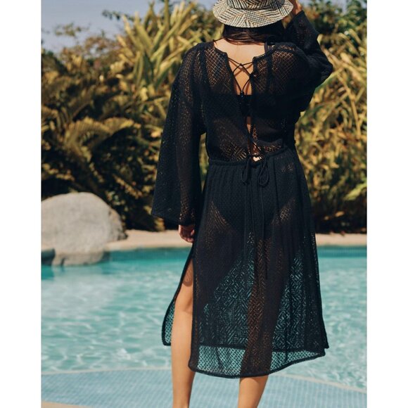 Anthropologie The Brea Black Crochet Swim Cover-Up - Picture 2 of 7